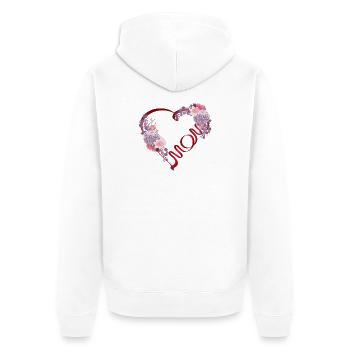 Cœur de la fête des mères avec des fleurs et lettres de maman - Veste à capuche bio Premium Unisexe - blanc - Dos - Thijin (182cm)