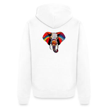 Art coloré de tête d’éléphant Motif pop art d’éléphant - Veste à capuche bio Premium Unisexe - blanc - Dos - Thijin (182cm)