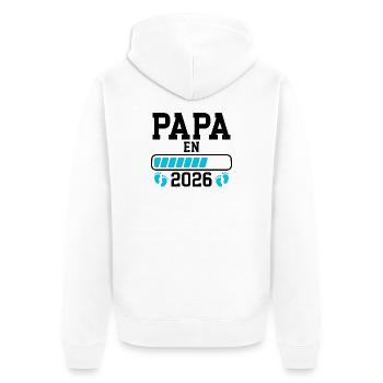 Future dad 2026 birth announcement - Unisex Premium Organic Zip Hoodie - white - Back - Thijin (182cm)