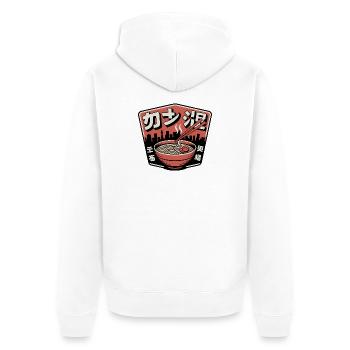 Urban Ramen und Skyline - Unisex Premium Bio Zip Hoodie - Weiß - Hinten - Thijin (182cm)