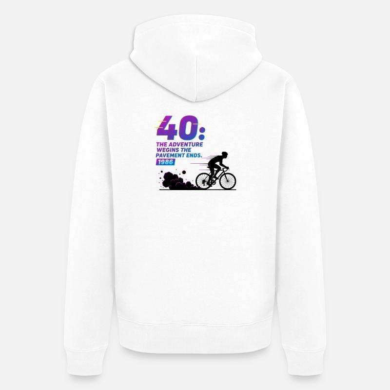 Tee d’aventure de gravier pour le 40e anniversaire - Veste à capuche bio Premium Unisexe - blanc