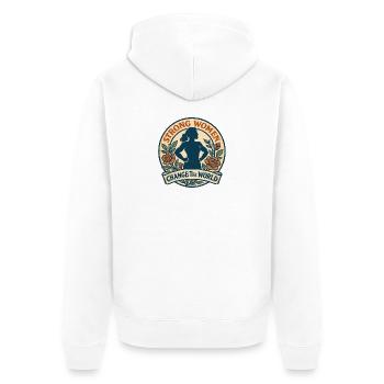 Strong Woman – Change of the World - Unisex Premium Organic Zip Hoodie - white - Back - Thijin (182cm)