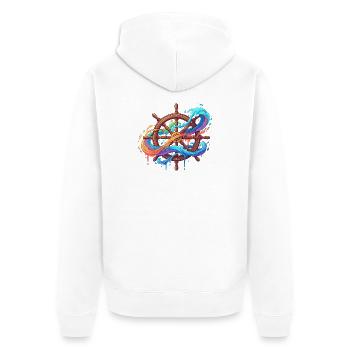 Farbwellen am Steuerrad - Unisex Premium Bio Zip Hoodie - Weiß - Hinten - Thijin (182cm)