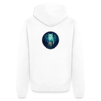 Emblème de la Rune de la Chouette de la Forêt de la Nuit - Veste à capuche bio Premium Unisexe - blanc - Dos - Thijin (182cm)