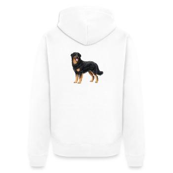Realistischer Hovawart - Unisex Premium Bio Zip Hoodie - Weiß - Hinten - Thijin (182cm)