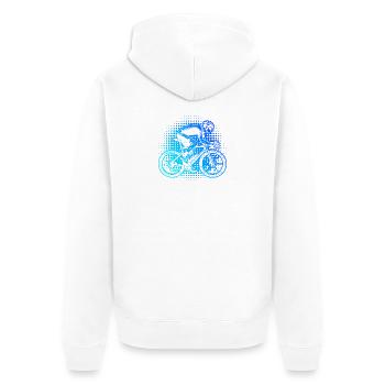 Geschenkidee für einen Roadbike mit Roadbike - Unisex Premium Bio Zip Hoodie - Weiß - Hinten - Thijin (182cm)