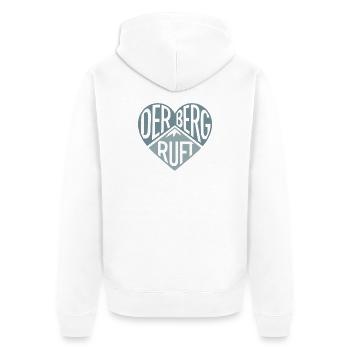 Der Berg ruft - Herzdesign - Unisex Premium Bio Zip Hoodie - Weiß - Hinten - Thijin (182cm)