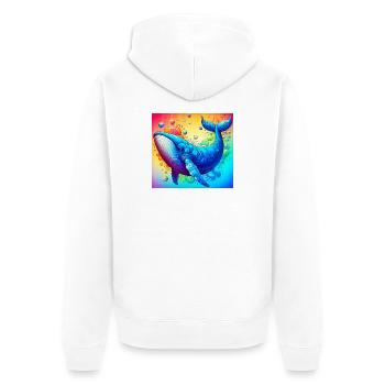 Wal - Unisex Premium Bio Zip Hoodie - Weiß - Hinten - Thijin (182cm)