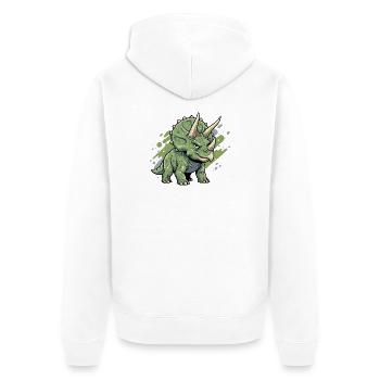 Gribouillis Tricératops Vert - Veste à capuche bio Premium Unisexe - blanc - Dos - Thijin (182cm)