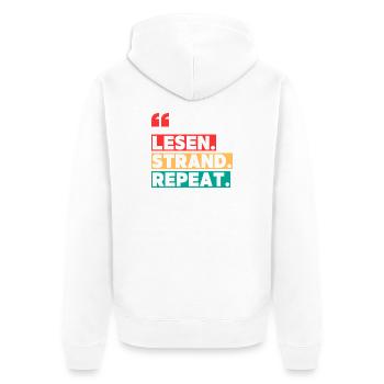 Lesen Strand Repeat - Unisex Premium Bio Zip Hoodie - Weiß - Hinten - Thijin (182cm)