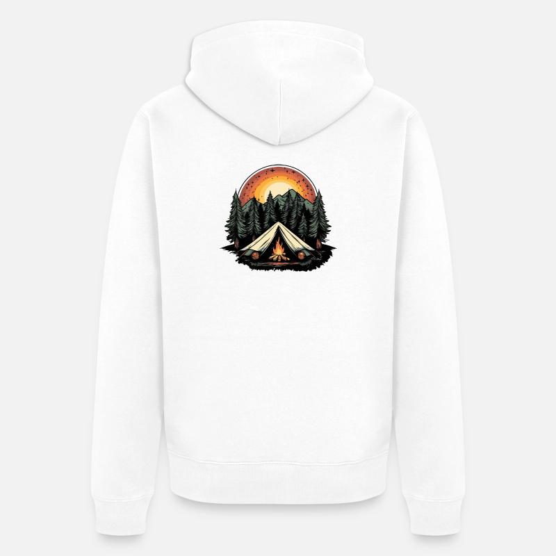 Tente de camping forêt - Veste à capuche bio Premium Unisexe - blanc