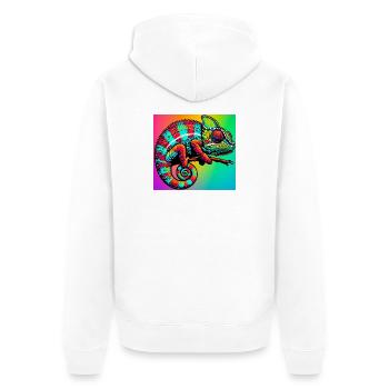 Chamäleon - Unisex Premium Bio Zip Hoodie - Weiß - Hinten - Thijin (182cm)