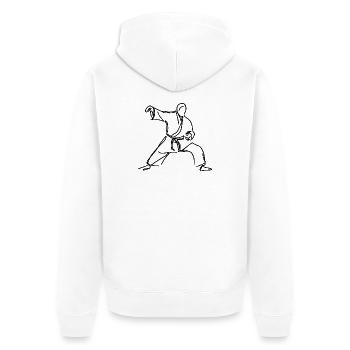 Judo Kämpfer - Unisex Premium Bio Zip Hoodie - Weiß - Hinten - Thijin (182cm)