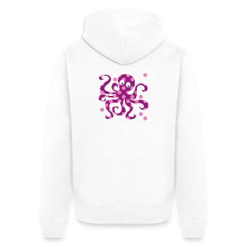 Oktopus Dots Punkte Tintenfisch pink Kinderzimmer - Unisex Premium Bio Zip Hoodie - Weiß - Hinten - Thijin (182cm)