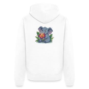 Elefant mit Hibiskusblüte - Unisex Premium Bio Zip Hoodie - Weiß - Hinten - Thijin (182cm)