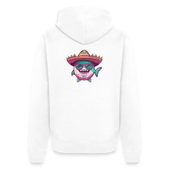Piranha Fisch Sombrero - Unisex Premium Bio Zip Hoodie - Weiß - Hinten - Thijin (182cm)