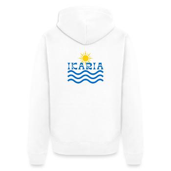 Ikaria Sun & Waves - Unisex Premium Organic Zip Hoodie - white - Back - Thijin (182cm)