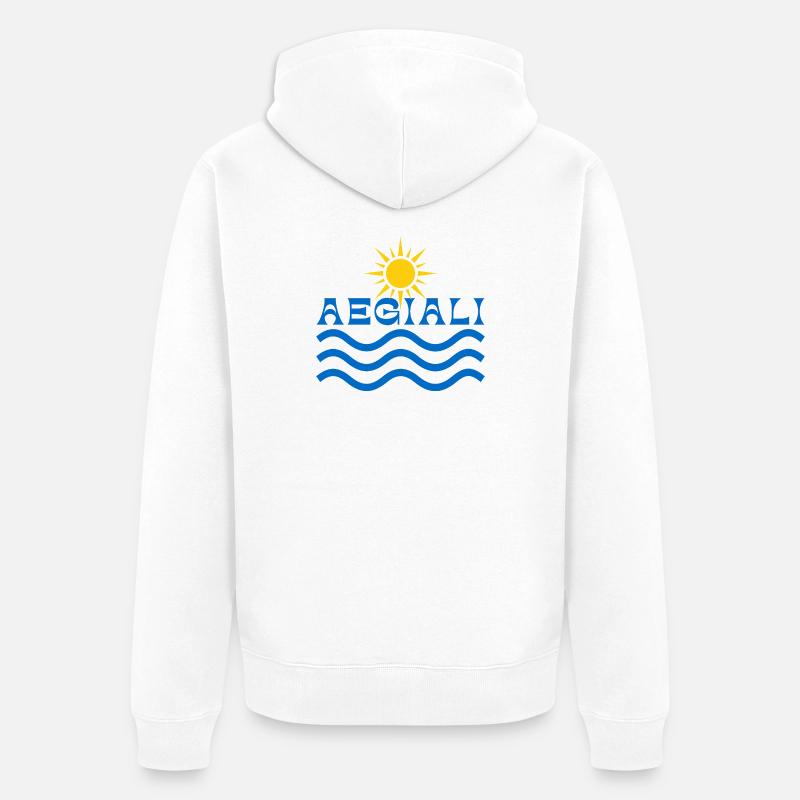 Soleil et Vagues d’Aegiali - Veste à capuche bio Premium Unisexe - blanc