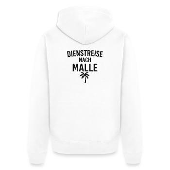 Dienstreise nach Malle - Unisex Premium Bio Zip Hoodie - Weiß - Hinten - Thijin (182cm)