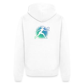 Padel Ausrüstung Geschenkidee für Padel Bälle Fans - Unisex Premium Bio Zip Hoodie - Weiß - Hinten - Thijin (182cm)
