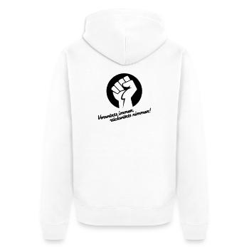 Vorwärts immer rückwärts nimmer v.1 - Unisex Premium Bio Zip Hoodie - Weiß - Hinten - Thijin (182cm)