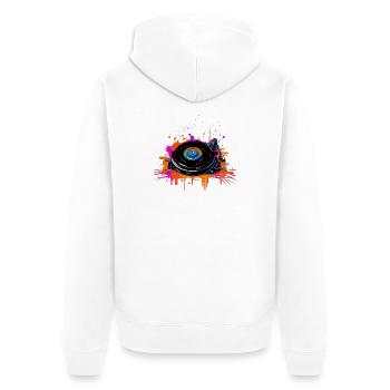 DJ Vinyl Vaporwave - Unisex Premium Bio Zip Hoodie - Weiß - Hinten - Thijin (182cm)