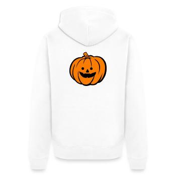 Grusel Kürbis Halloween Motiv - Unisex Premium Bio Zip Hoodie - Weiß - Hinten - Thijin (182cm)