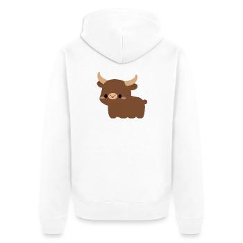 Ankole-Watusi-Kuh - Unisex Premium Bio Zip Hoodie - Weiß - Hinten - Thijin (182cm)