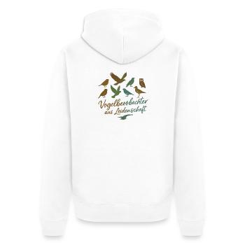 Vogelbeobachter aus Leidenschaft - Unisex Premium Bio Zip Hoodie - Weiß - Hinten - Thijin (182cm)