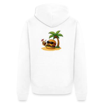 Manger des burgers Paradis de la restauration rapide en été - Veste à capuche bio Premium Unisexe - blanc - Dos - Thijin (182cm)