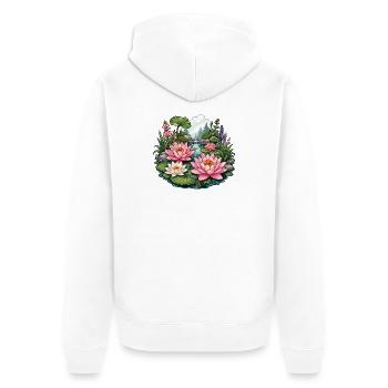 L’étang de nénuphars dans l’idylle forestier - Veste à capuche bio Premium Unisexe - blanc - Dos - Thijin (182cm)