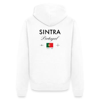 Sintra Portugal Koordinaten Reise Souvenir - Unisex Premium Bio Zip Hoodie - Weiß - Hinten - Thijin (182cm)