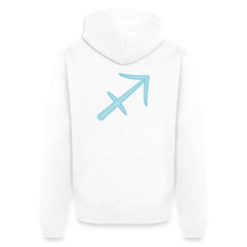 Schütze Tierkreiszeichen Pastel Blau - Unisex Premium Bio Zip Hoodie - Weiß - Hinten - Thijin (182cm)