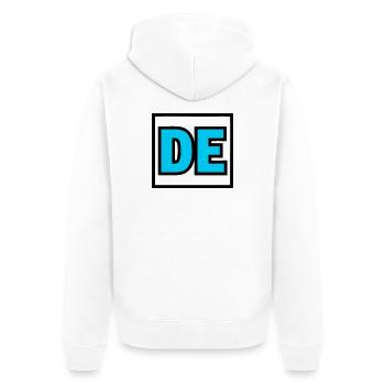 Lettres initiales DE Logo - Veste à capuche bio Premium Unisexe - blanc - Dos - Thijin (182cm)