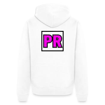 PR Initialen Rahmen Logo - Unisex Premium Bio Zip Hoodie - Weiß - Hinten - Thijin (182cm)