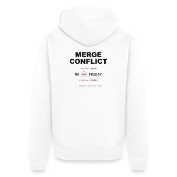 Merge Conflict: Me vs. Friday - Unisex Premium Bio Zip Hoodie - Weiß - Hinten - Thijin (182cm)