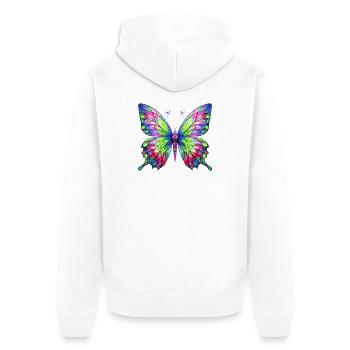 Schmetterling - Unisex Premium Bio Zip Hoodie - Weiß - Hinten - Thijin (182cm)