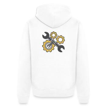 Schraubenschluessel Zahnraeder Grafik - Unisex Premium Bio Zip Hoodie - Weiß - Hinten - Thijin (182cm)