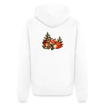 Fuchs im Winterwald mit Laterne - Unisex Premium Bio Zip Hoodie - Weiß - Hinten - Thijin (182cm)