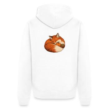 Fuchs im Kürbisnest - Unisex Premium Bio Zip Hoodie - Weiß - Hinten - Thijin (182cm)
