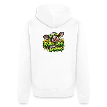Farm Life Is Never Boring - Unisex Premium Bio Zip Hoodie - Weiß - Hinten - Thijin (182cm)