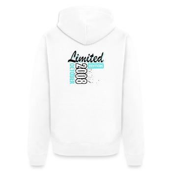 Limited Edition October 2008 Geburtstag Geschenk - Unisex Premium Bio Zip Hoodie - Weiß - Hinten - Thijin (182cm)
