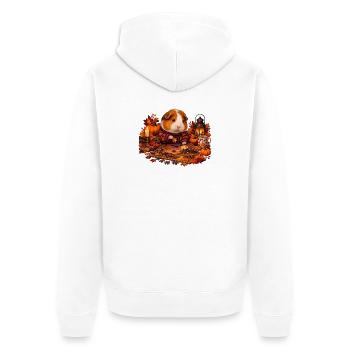 Meerschweinchen legt ein Herbstpuzzle - Unisex Premium Bio Zip Hoodie - Weiß - Hinten - Thijin (182cm)