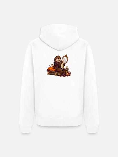 Otter restauriert einen antiken Handspiegel - Unisex Premium Bio Zip Hoodie - Weiß
