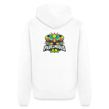 Padelmodus an - Unisex Premium Bio Zip Hoodie - Weiß - Hinten - Thijin (182cm)