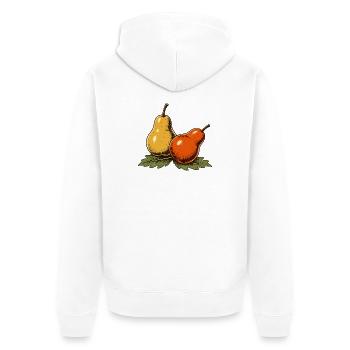 Birnen und Herbstblätter - Unisex Premium Bio Zip Hoodie - Weiß - Hinten - Thijin (182cm)