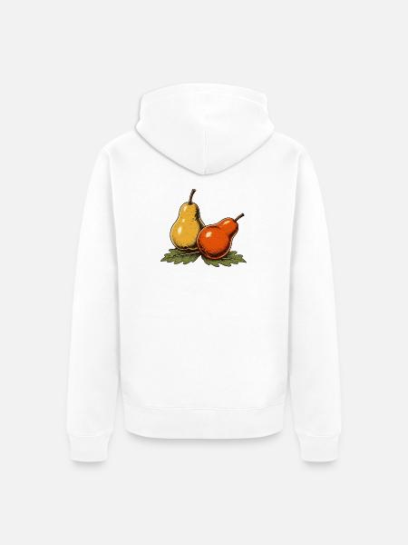 Birnen und Herbstblätter - Unisex Premium Bio Zip Hoodie - Weiß