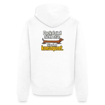 Dackel Spruch Stur Konsequent Dackelbesitzer - Unisex Premium Bio Zip Hoodie - Weiß - Hinten - Thijin (182cm)