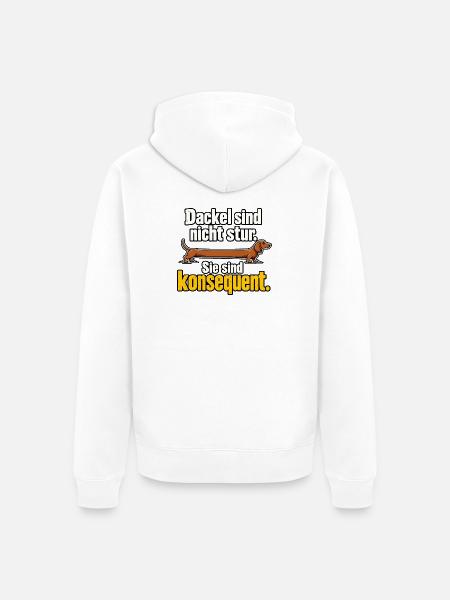 Dackel Spruch Stur Konsequent Dackelbesitzer - Unisex Premium Bio Zip Hoodie - Weiß