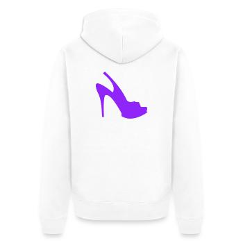 Violette Stiletto Silhouette - Unisex Premium Bio Zip Hoodie - Weiß - Hinten - Thijin (182cm)